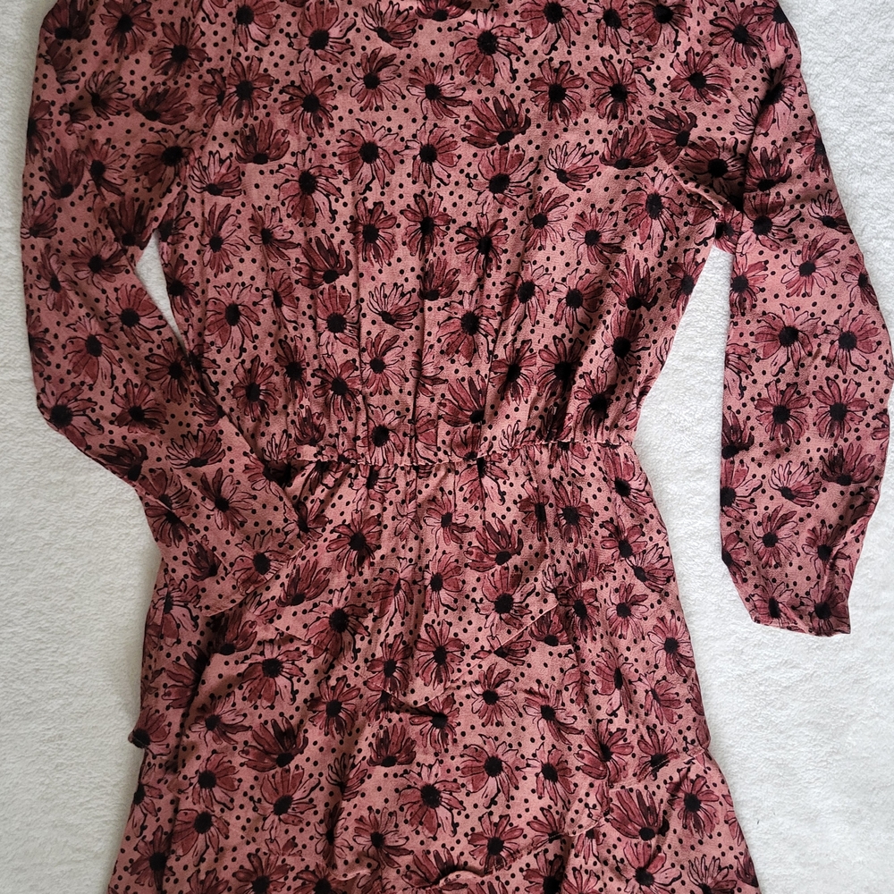 Zara Long Sleeve Dress - Mauve and Black Floral